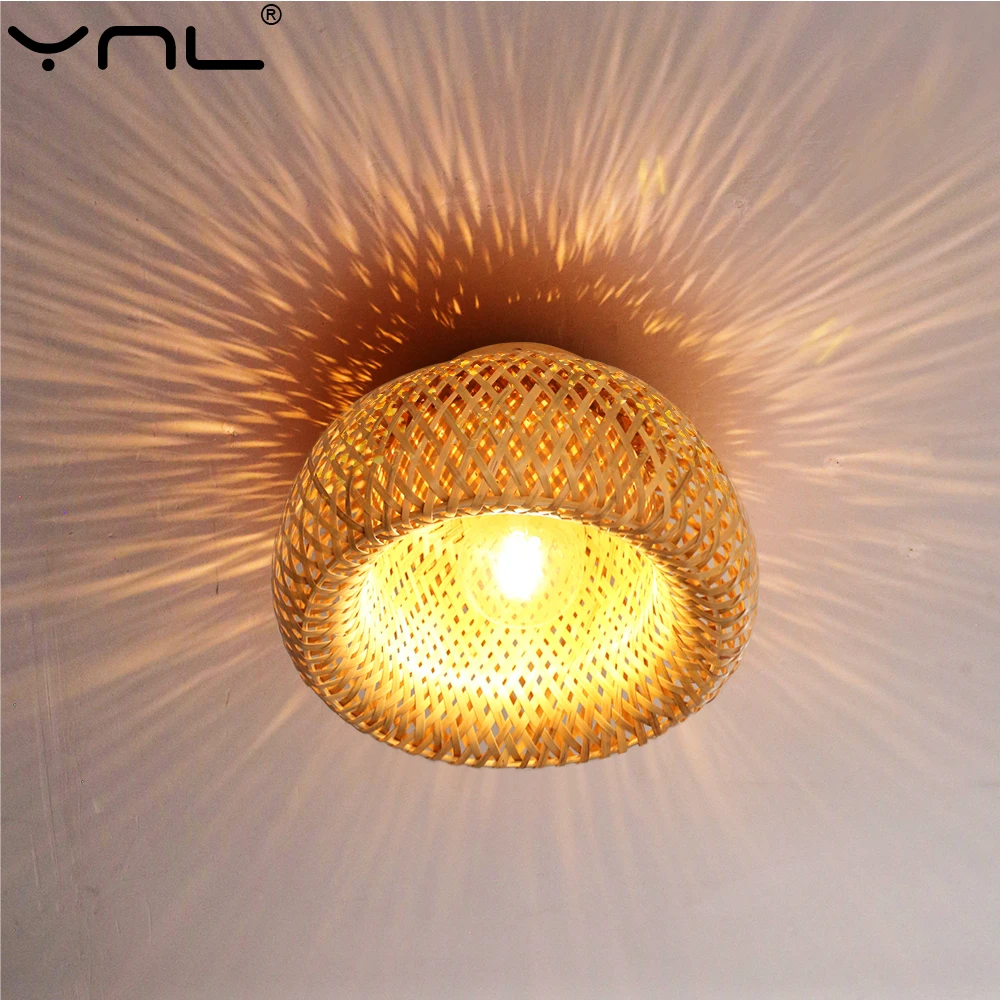 Бамбуковая потолочная лампа из ротанга плетеный потолочный светильник ручной