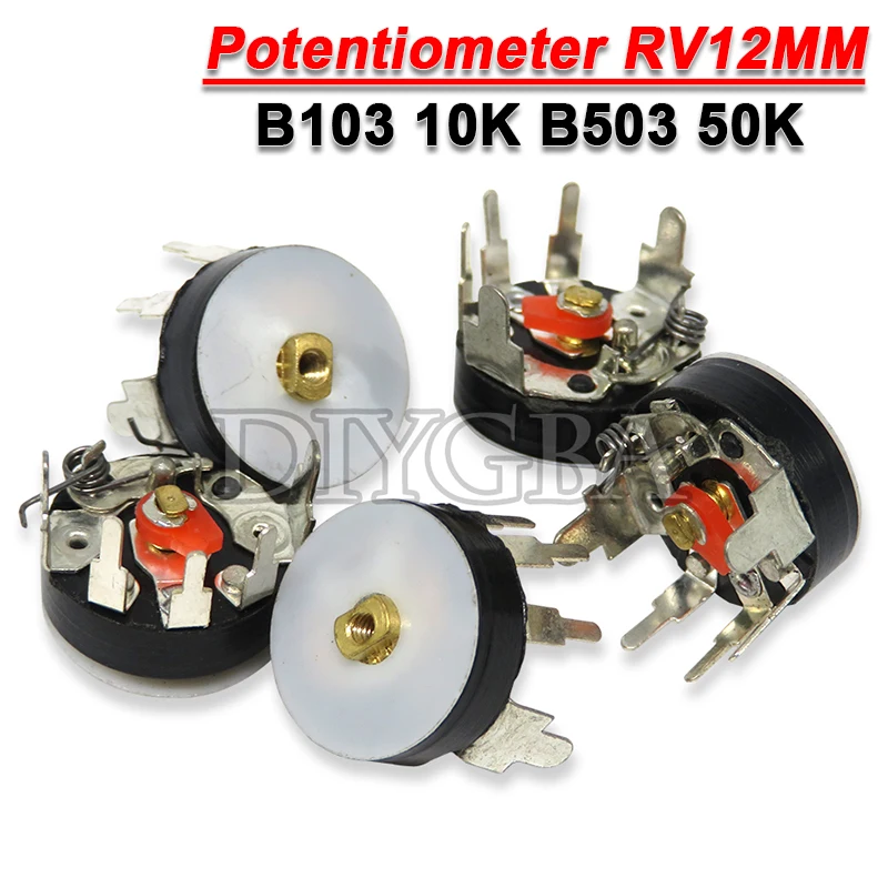 5 шт., прямоугольный радиопотенциометр RV12MM B103 B10K B503 B50K