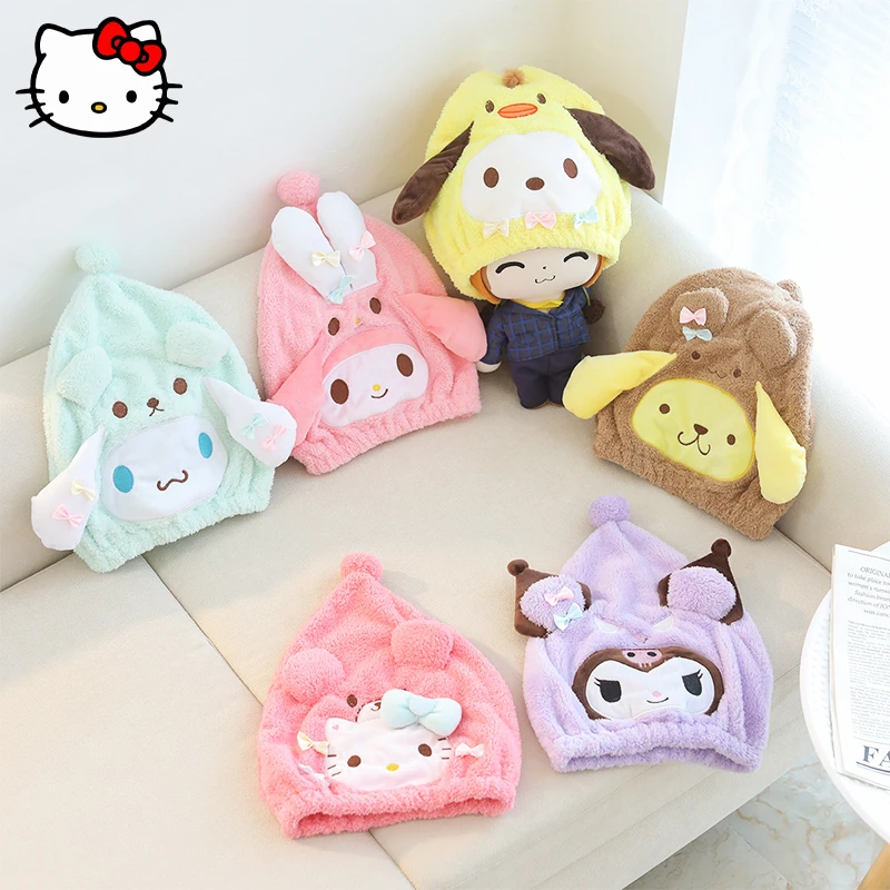 

Sanrio HelloKitty MyMelody Cinnamoroll Dry Hair Cap Cute Anime Wearable Soft Water Absorbent Quick Dry Portable Girls Shower Cap