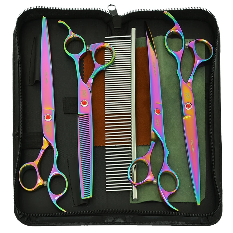 

8 inch Meisha Professional Dog Grooming Kit Pet Straight Curved Cutting scissors Groomer Thinning Shears Animals Clipper B0051A