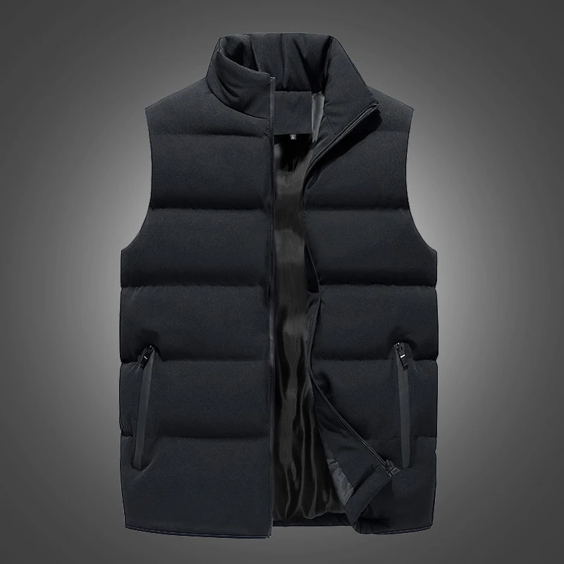 New Jacket Winter Warm Coats For Men Thickened Stand Collar Down Vest Oversize Jackets Puffer Vest Sleeveless Zipper Coat