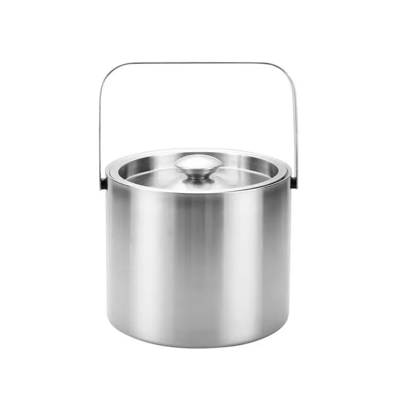 

Ice Bucket For Bar Stainless Steel Anchored Beverage Tub Champagne Bucket Ice Buckets Double-Walled Chilling Tub With Lid Handle