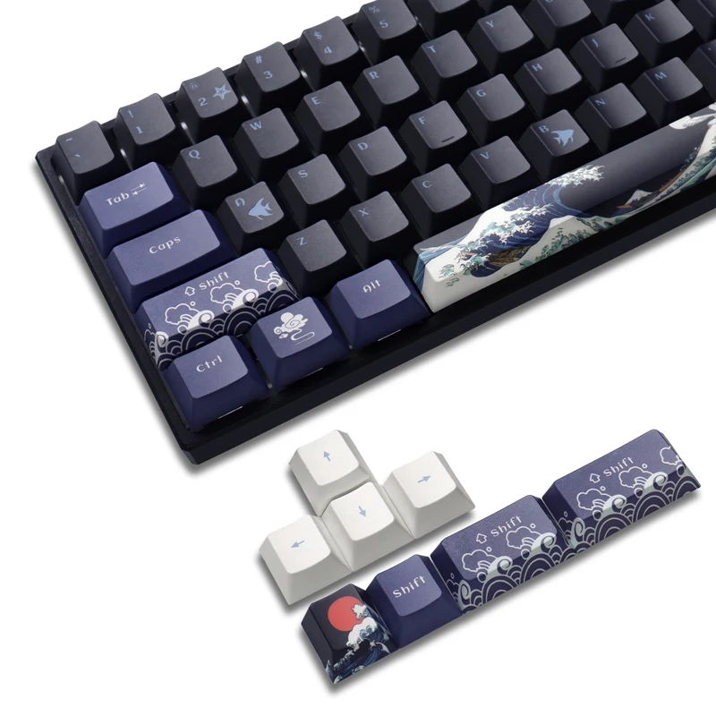 78 Keys Black Coral Sea Cherry Profile Keycap DIY PBT  Keycap Dye-Sub Cherry Gateron MX Switches For Gamer Mechanical Keyboards
