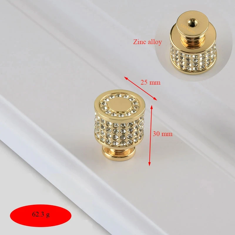 Легкая Алмазная Ручка Шкафа K Золотой Кристалл Дверная Ручка Цинковый Сплав Драгоценный Камень Круглый Квадратный Блестящий Ящик Шкафа Push Pull Ручки