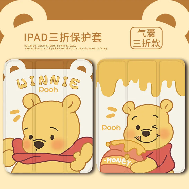

Cute Winnie The Pooh iPad Air 2021 Case Air 4 Silicone Protective Case Cover for iPad 2020 Pro Mini 6 10.2 inch 8th 9th