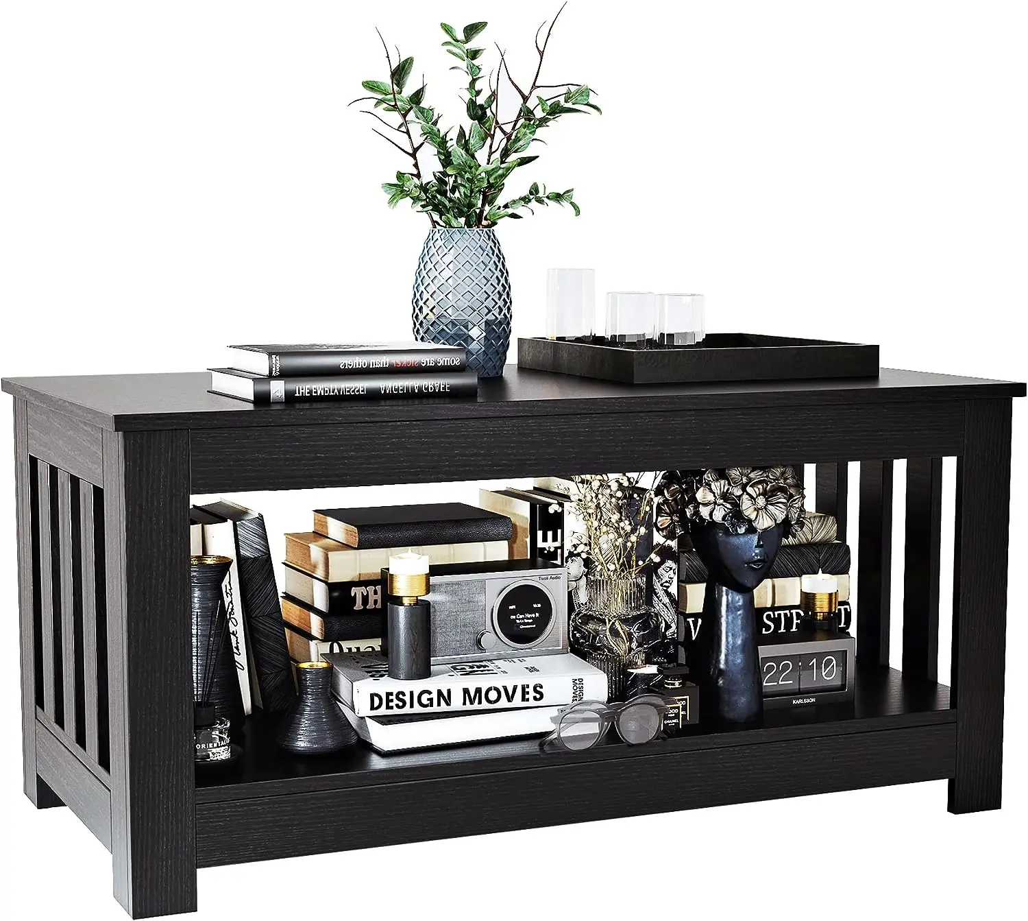 

Coffee Table, 2-Tier Rectangular Small Coffee Table, Living Room Table, Sturdy Frame, Scratch/Stain/Water Resistant Farmhouse Co