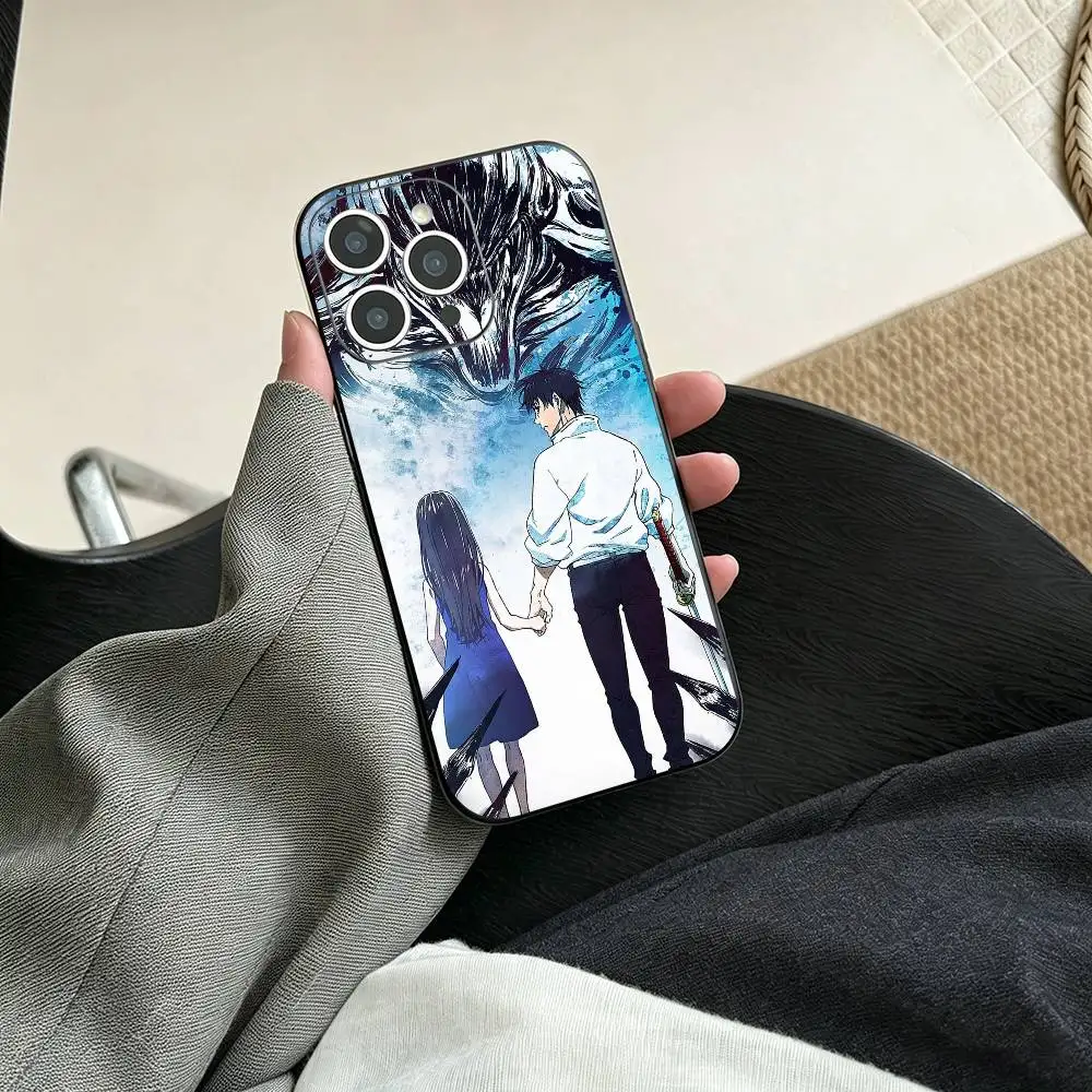 Фото Чехол для телефона Jujutsu Kaisen с Ютой и Рикой против Уро и Рю для iPhone 17, 16, 15, 14, 13, 12, 11 Plus, Pro Max и других моделей, мягкий черный чехол №2