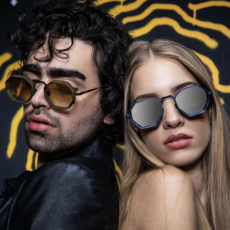 

2022 New Polygon Frame Cutout Metal Sunglasses Steampunk Men Women Fashion Glasses Brand Designer Retro Vintage Sunglasses UV400