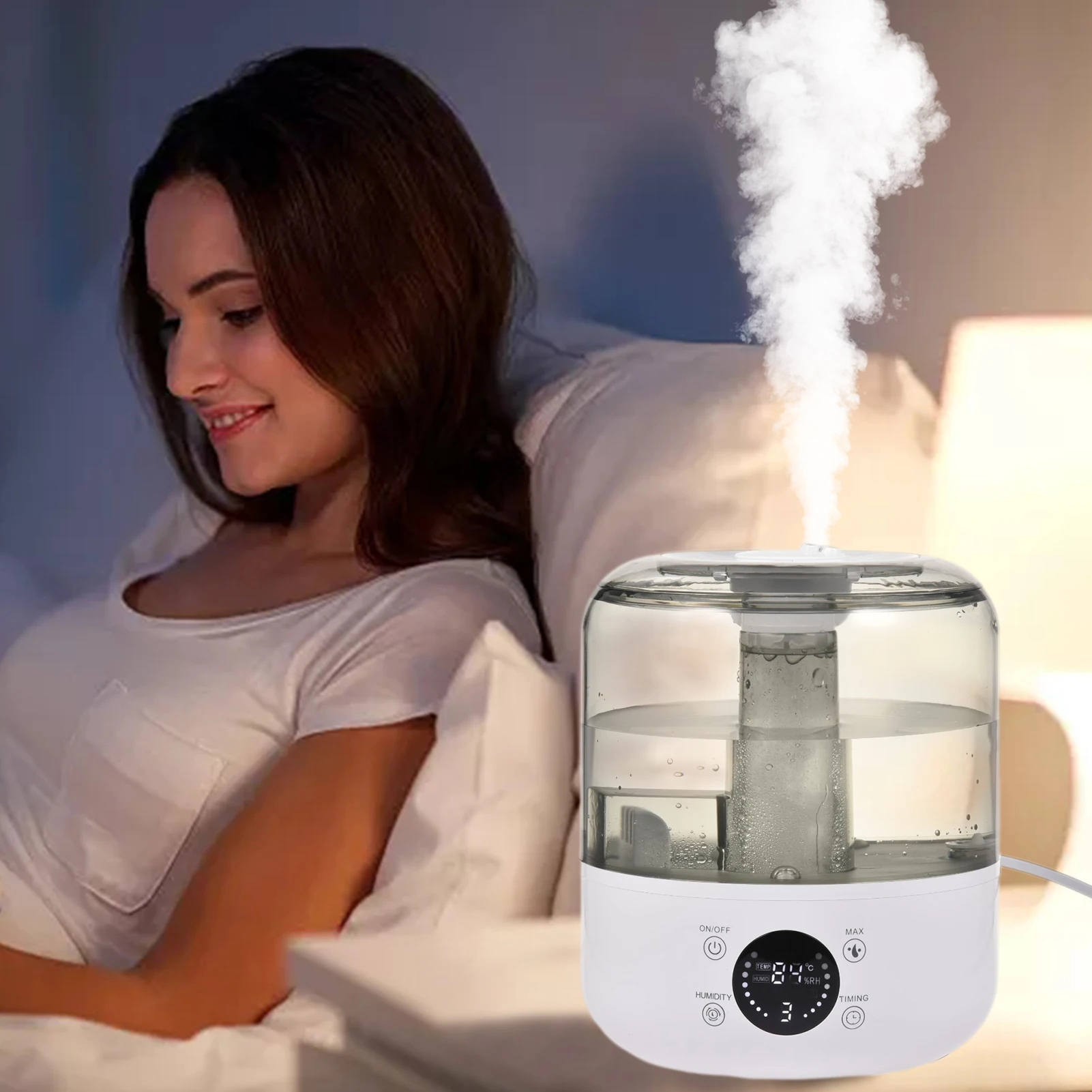 

3L Ultrasonic Mist Humidifier Silent Mist Humidifiers For Bedroom US / EU / UK Small Air Conditioning Humidifier Switch Timing