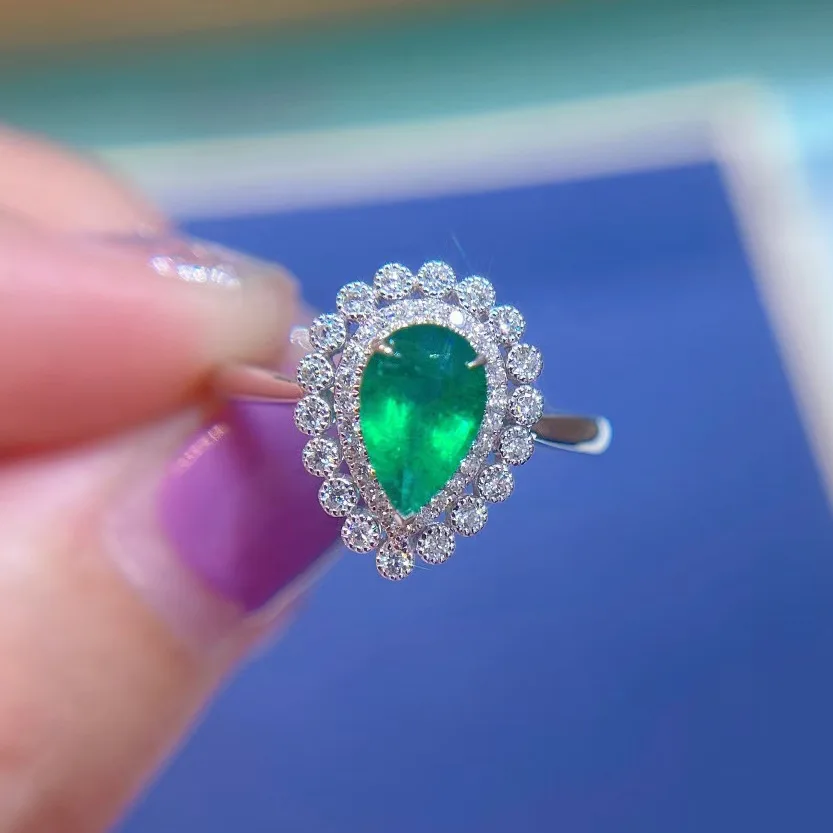 

Женское Открытое кольцо с имитацией изумруда и турмалина