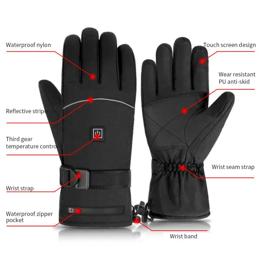 

Motorcycle Touch Screen Thickened Cycling Gloves Riding Electric Heating Gloves Warm Windproof Waterproof Ski Heating Gloves