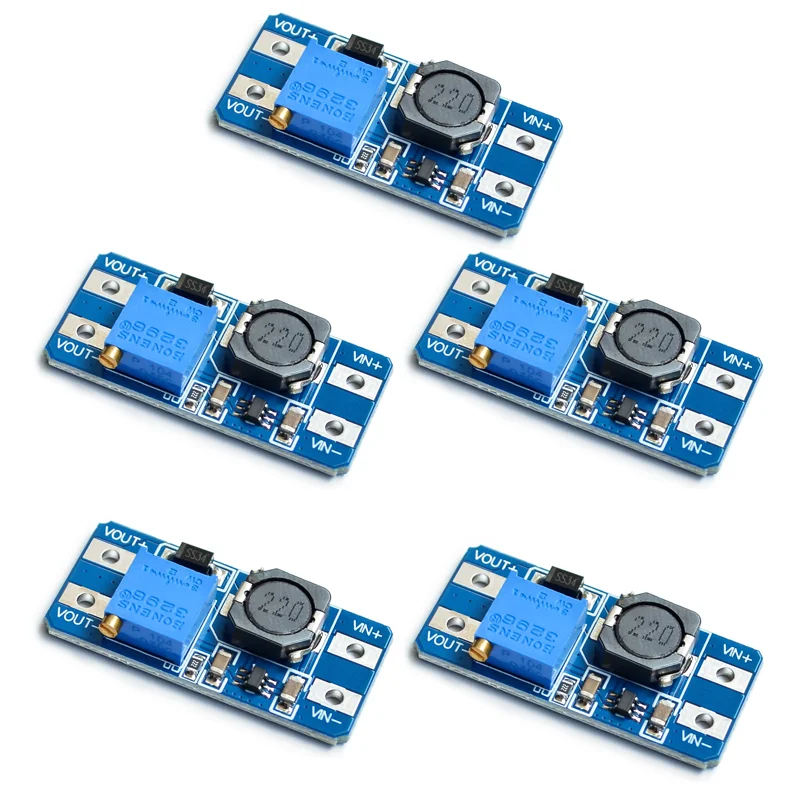 

5PCS DC-DC Boost Converter Module 3.3V 5V 9V 12V 24V to 3.3V 5V 9V 12V 24V 2A Step Up Power Supply Adjustable Voltage Board