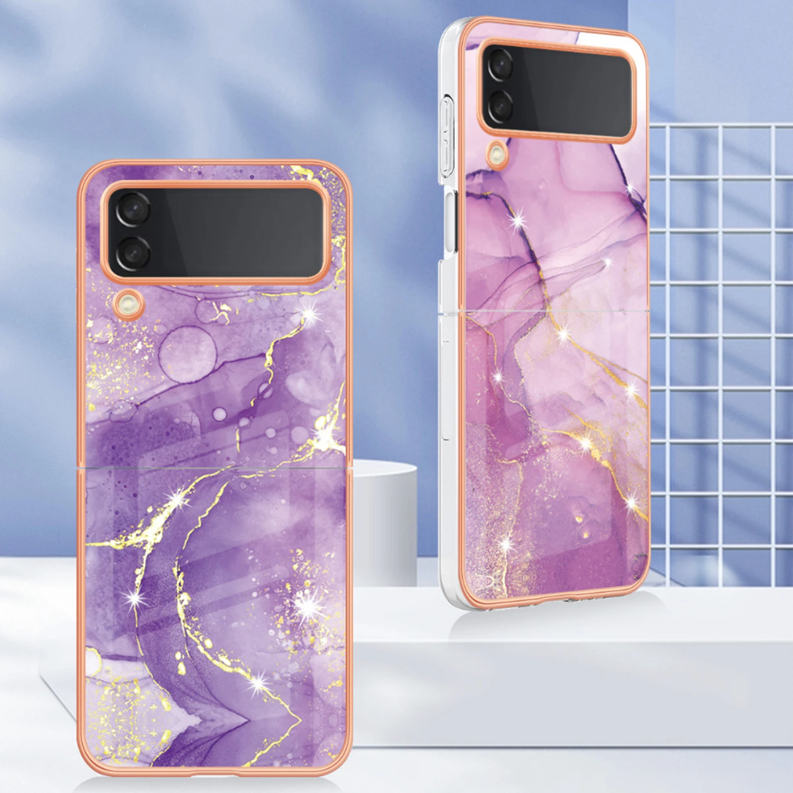 

2022 Soft Plating Case for Samsung Galaxy Z Flip 4 5G Luxury Marble Case Protective for Women Shockproof Phone Cover for Z Flip4