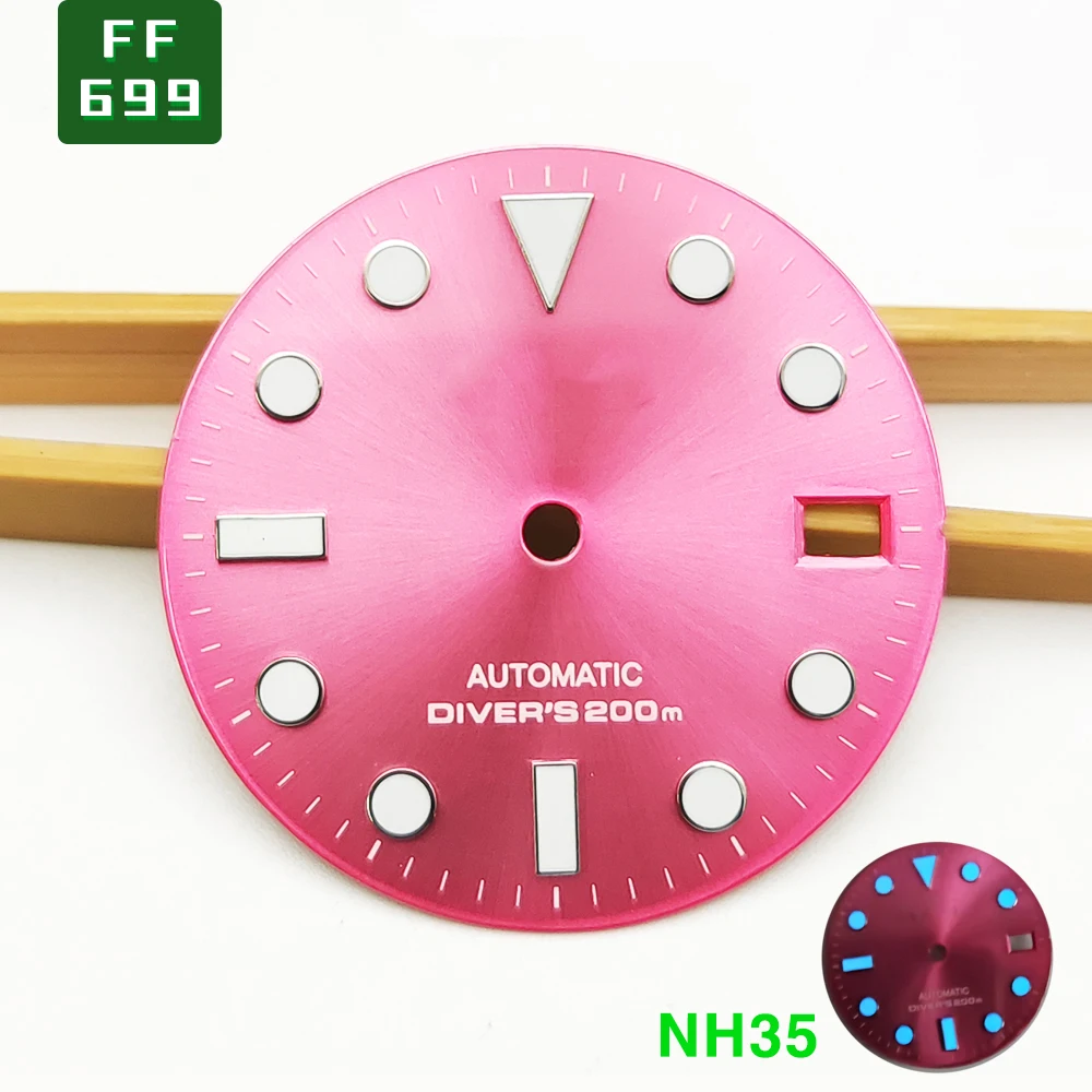 

Циферблат часов 28,5 мм, асептический циферблат 4R36A NH35, циферблат с синей подсветкой для NH36 NH36A, автоматический циферблат часов с логотипом S s46