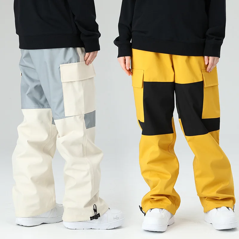 

Ski Pants 2022 New Product Loose Tooling Color Matching SnowPants Women's Windproof and Waterproof Men's Ski Suits