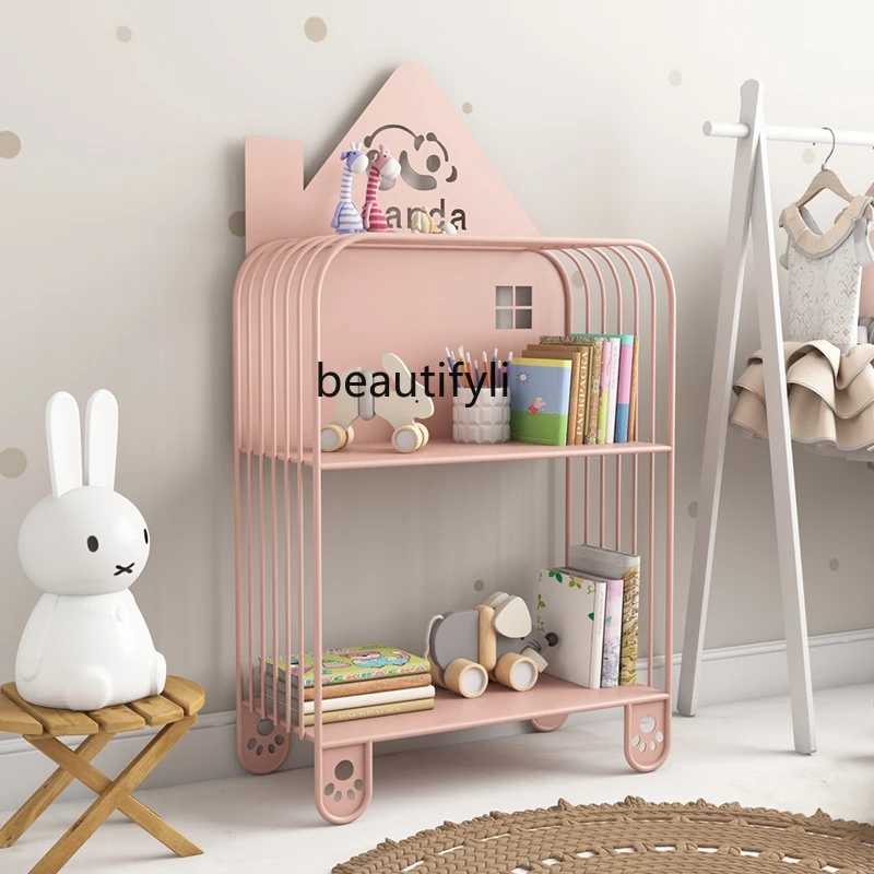 

zqChildren's Cartoon Bookshelf Picture Book Rack Storage Rack Floor Small Bookcase Shelf