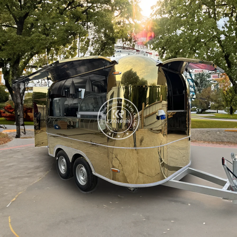 2024 прицеп для еды Airstream тележка хот-догов концессионный кофе золотой