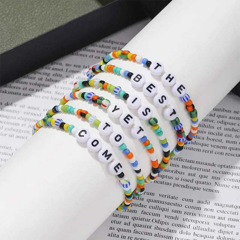 Модный браслет в стиле бохо 6 шт./компл. с бусинами и буквами оригинальный