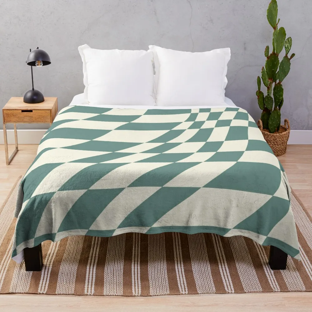 

Checkered in green pattern Throw Blanket Fluffy Soft Blankets