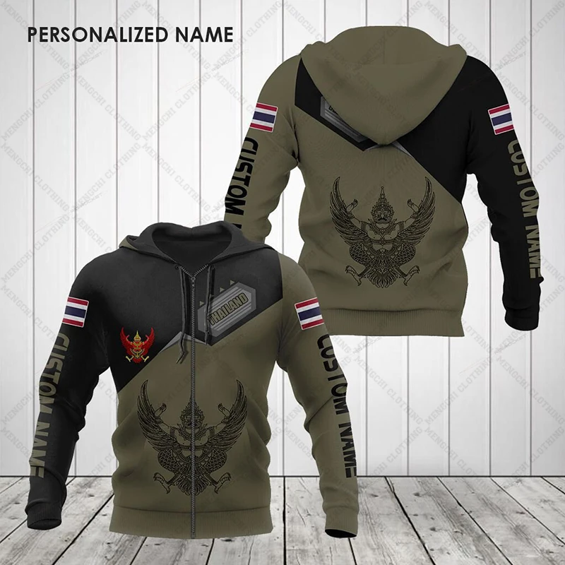 Толстовка унисекс на молнии с принтом тайского эмблемы и черепа