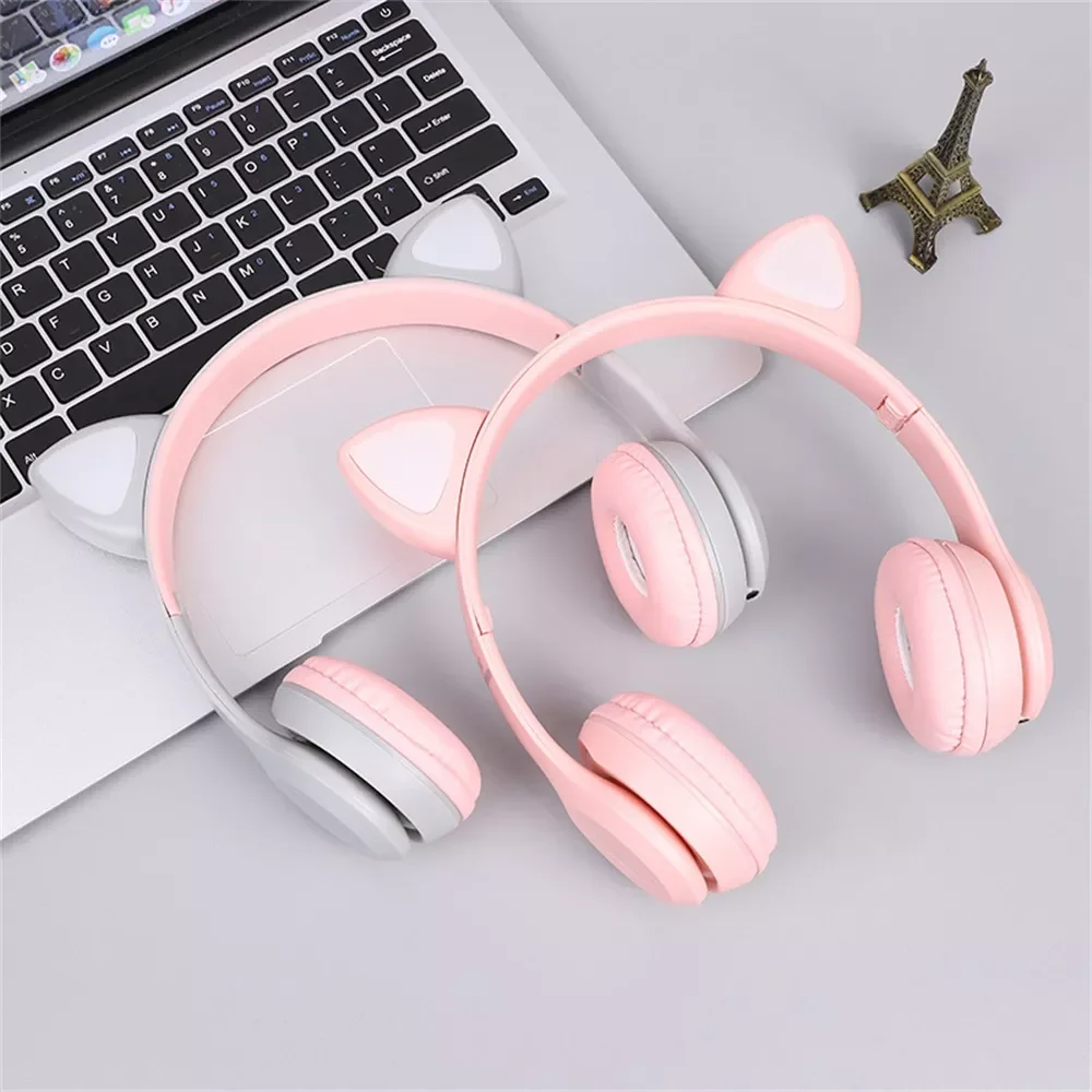 

Hot Sale Cute Cat Ears Bluetooth Wireless Headphone With Mic Noise Cancelling Kid Girl Stereo Music Helmet Phone Headset