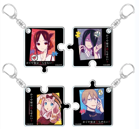 

Anime Kaguya-Sama: Love Is War Shinomiya Kaguya Fujiwara Chika Puzzle Acrylic Pendant Keychain Keyring Decor Cartoon Cute Gift