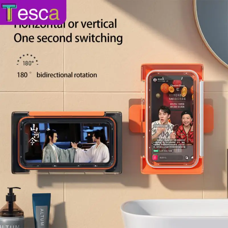 

Waterproof Shower Phone Storage Holder Bathroom Wall-mounted Phone Storage Case Rotatable Shelf Bathtub Dramatic Artifact