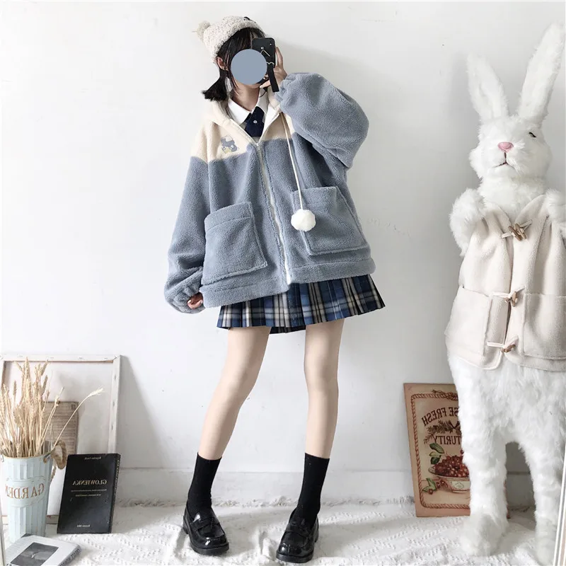 

Harajuku Sweater Women 2022 Autumn and Winter Loose Korean Version Ins Top Bf Plus Velvet Thickened Cardigan Zipper Jacket Women