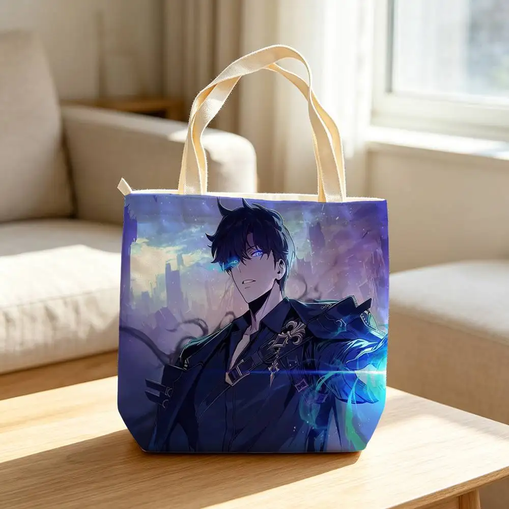 Фото Сумки для хранения Solo Anime J-Jin-WooS Sung-s, водонепроницаемые холщовые сумки, подходящие для посещения занятий, походов за покупками, подарков и поездок на работу. №5