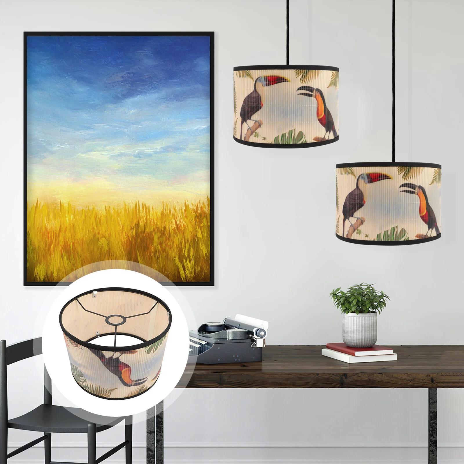 

Retro Bamboo Lamp Shade Cover Pendant Light Shade Chandelier Ceiling Light Lampshade