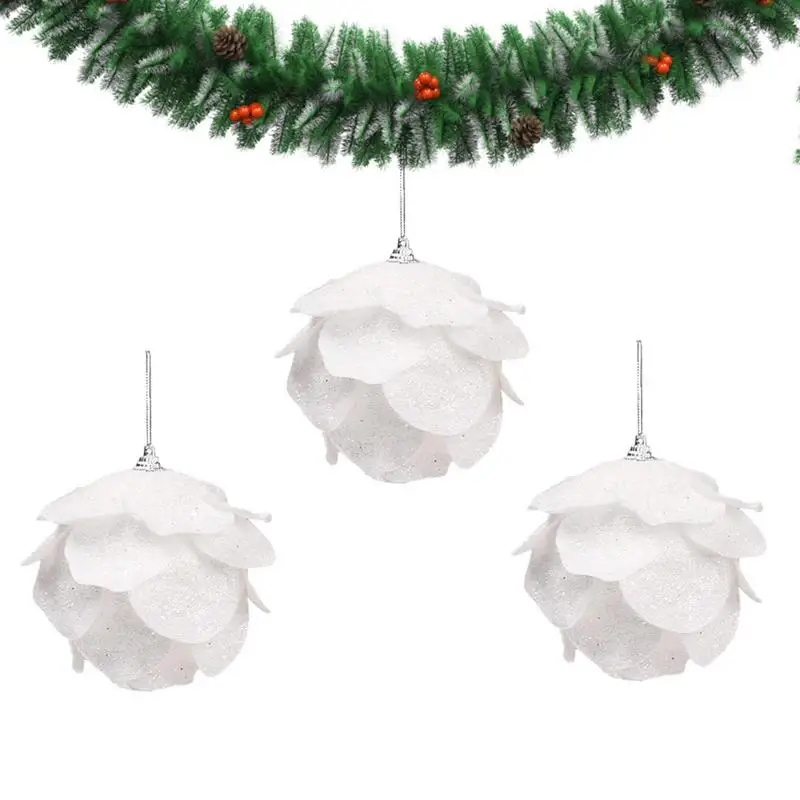 

Белый Рождественский шар, рождественская елка, блестящее украшение, рождественские украшения для дома, новогодняя елка 2023, декоративные пе...