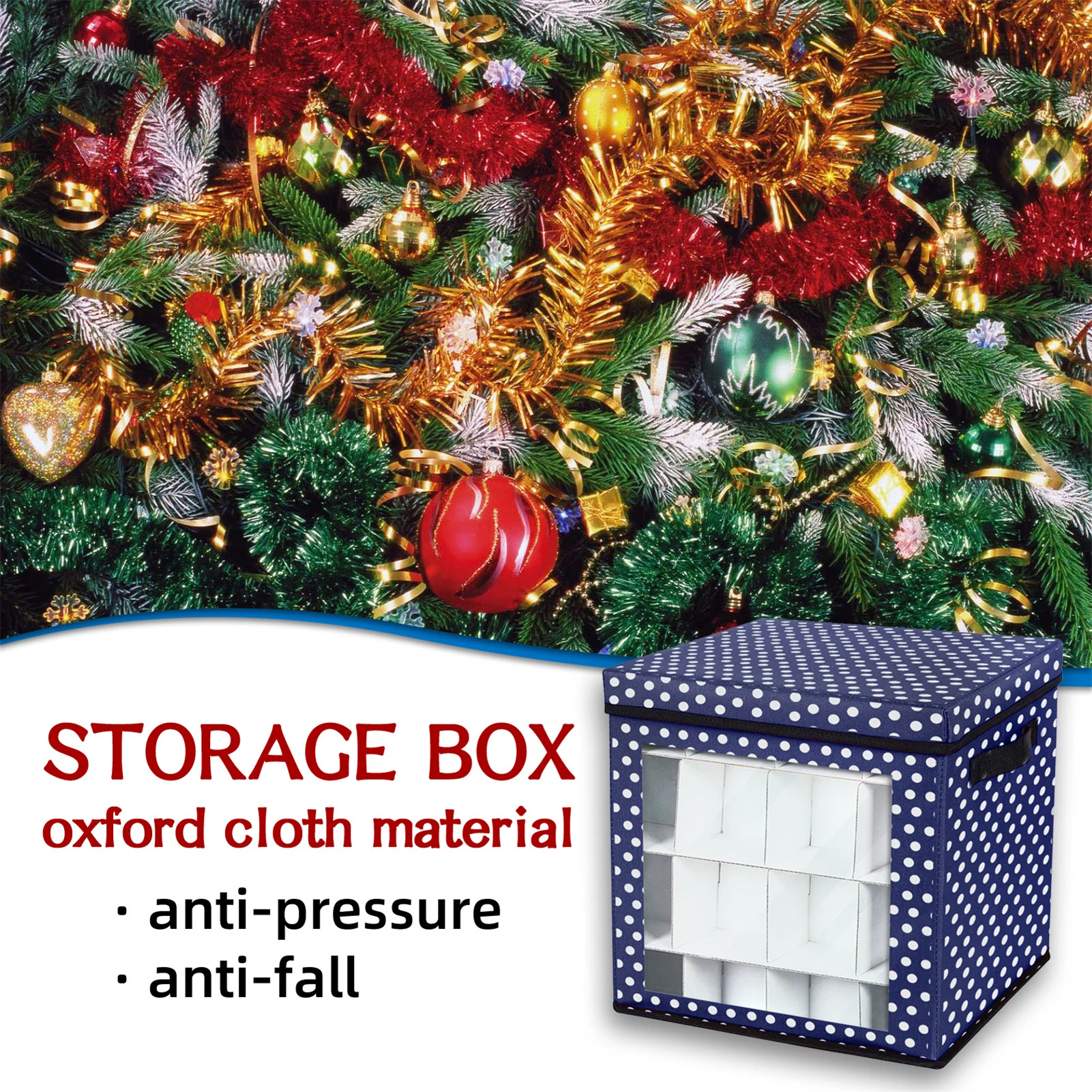 

64 Grid Christmas Ball Storage Box Multipurpose Detachable Christmas Gift Box Waterproof Oxford Cloth Organizer GRSA889