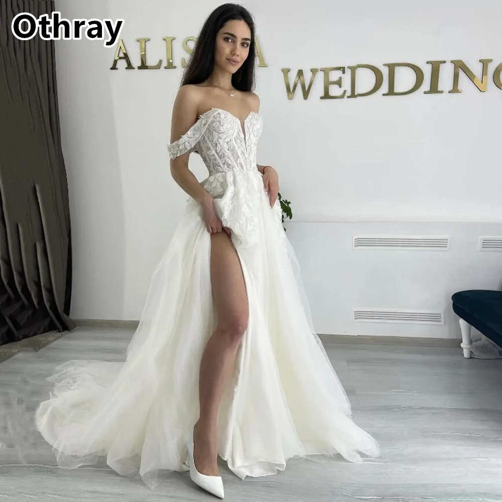 Othray Бохо тюлевые кружевные свадебные платья для невесты с высокими штанинами
