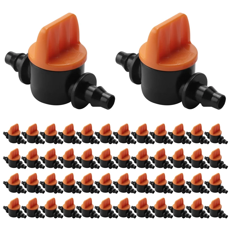 

NEW-50Pcs 1/4Inch Pipe Mini Valve 4/7Mm Hose Controller Barbed Adapter Agriculture Drip Irrigation Watering System Fitting