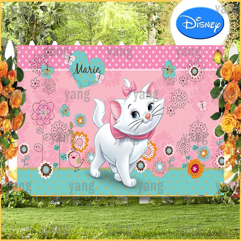 Wedding Home Decor Disney Marie Cat Background Baby Shower Tapestry Party Supplies Photography The AristoCats Backdrop Birthday