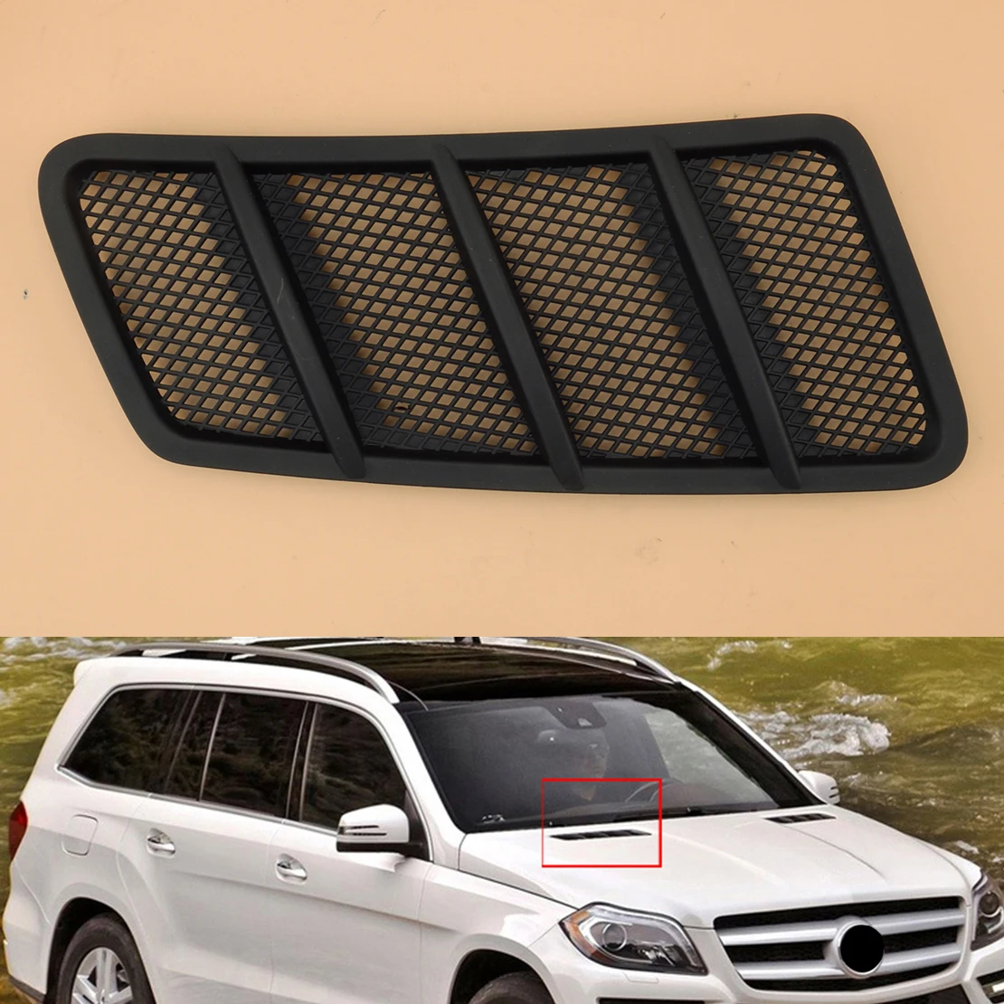 

Upper Front Right Hood Bonnet Grille Grill Vent Cover Trim ABS 1668800205 Fit for Mercedes Benz W166 GL ML 2012 2013 2014 2015