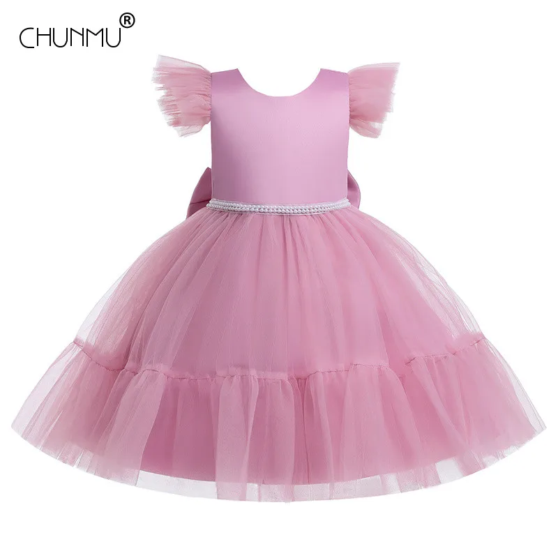 Пышное Платье с бантом Одежда для девочек Вечерние платья принцессы открытой