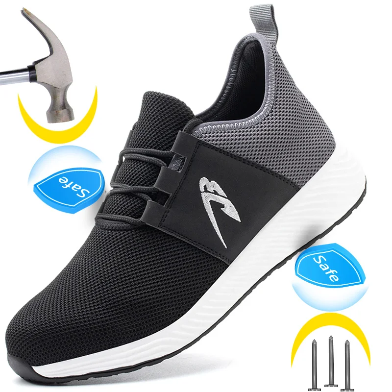 

Breathable Work Sneakers Indestructible Safety Shoes Men Steel Toe Shoes Lightweight Work Shoes Male Protective Industrial Shoes
