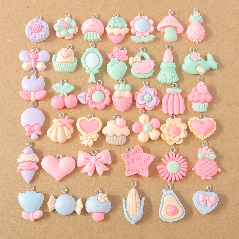 

15pcs/Iot Mix Dessert Fruit Bags Resin Charms for Jewelry Making Women Cute Drop Earrings Pendants Necklaces DIY Bracelets