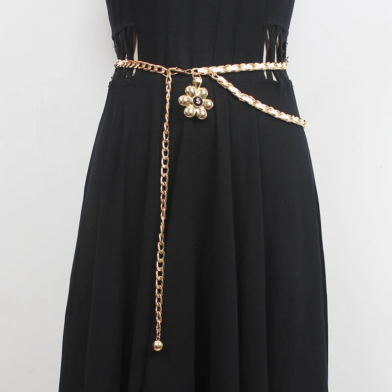 

Женский модельный Цветочный Пояс с металлической цепочкой, корсеты для женского платья, пояс, ремни, украшения, узкий пояс R481