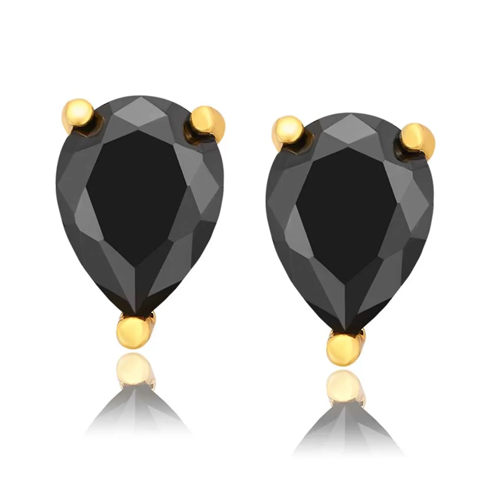 

Water Drop Black Earrings Electroplating 24k Gold Plating Ladies Niche Temperament Full Of Design Sense
