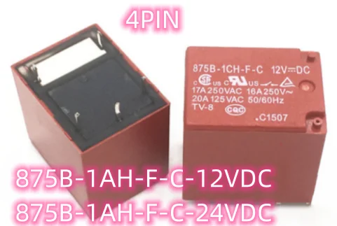 10 шт./партия, новинка, 875b-1ah-c-12v 875B-1AC-F-C-12VDC 875B-1AC-F-C-24VDC 875b-1ah-C M02, 4 контакта, 17A, 12VDC