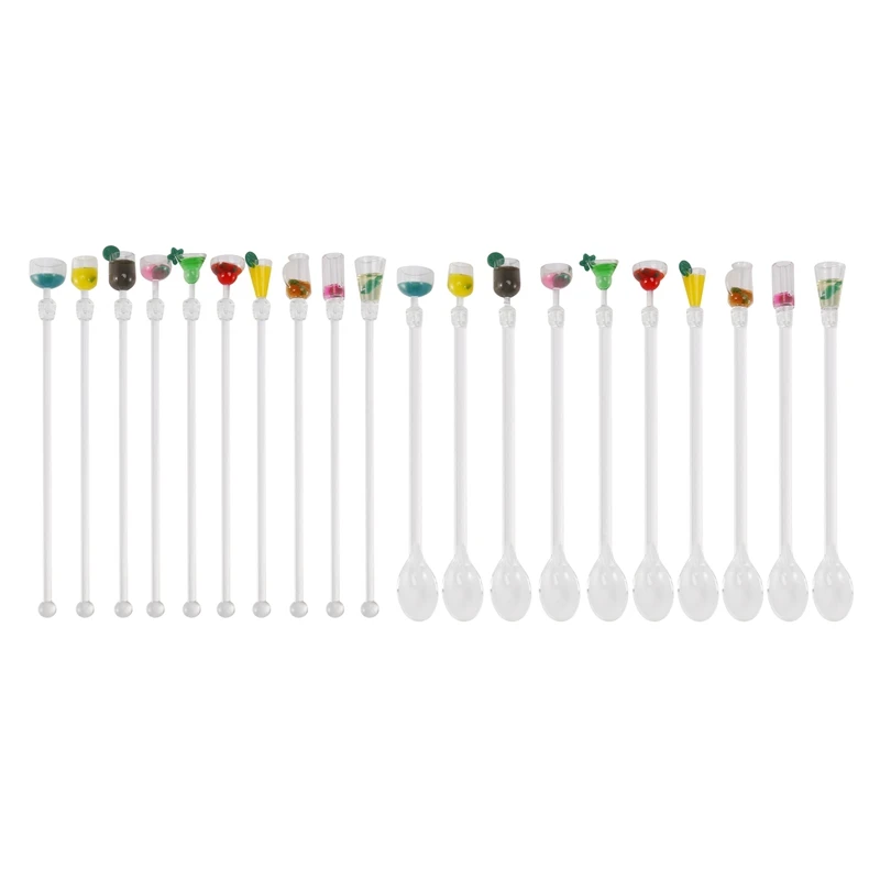 

20 Pcs Cocktail Stirrers Acrylic Tropical Chic Bar Spoon For Juice Milkshakes Ice Cream Coffee