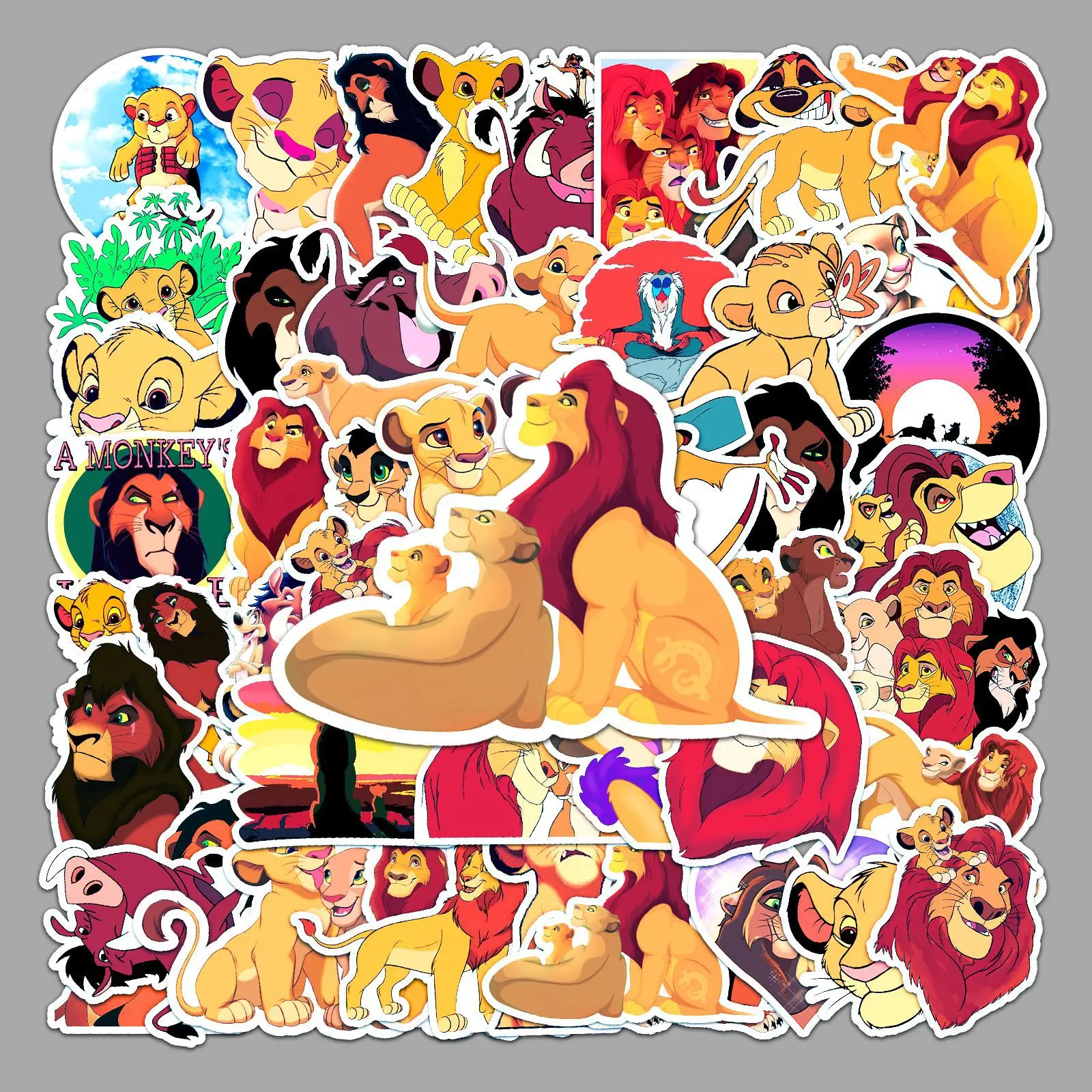 

50pcs/Pack Cute Cartoon Simba Lion King Stickers Waterproof Skateboard Luggage Guitar Laptop Funny Graffiti Sticker Kids Toys