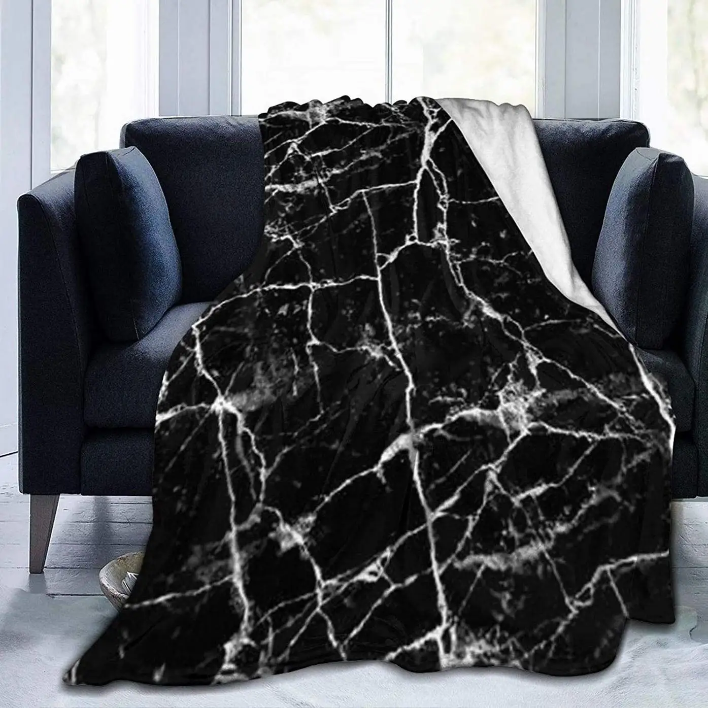

Black and Gold Throw Blanket Marble Blanket Flannel Throw Blanket Soft Lightweight Fluffy Throws for Bed Couch Chair or Floor