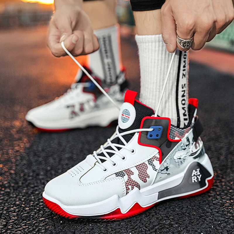 

Баскетбольные кроссовки для мужчин и женщин, высокие, Нескользящие, Спортивная Уличная обувь, Осень-зима