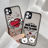 cartoon cute crown bear phone case for iphone 12 13 mini 11 pro max 7 8 plus se2020 for iphone x xr xs max shockproof hard cover
