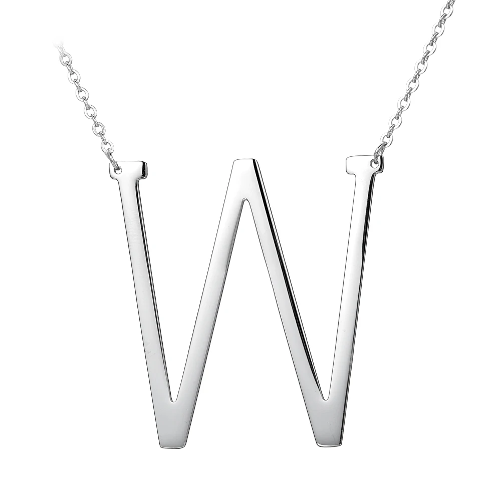 

New Arrive Letter Necklace Stainless Steel Silver Color Name Pendant Chain 45cm