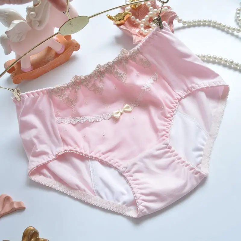 

Girls Summer Modal Cotton Cute Princess Leakproof Period Panties Maidens Soft Breathable Comfortable Mid-Waisted Naughty Briefs