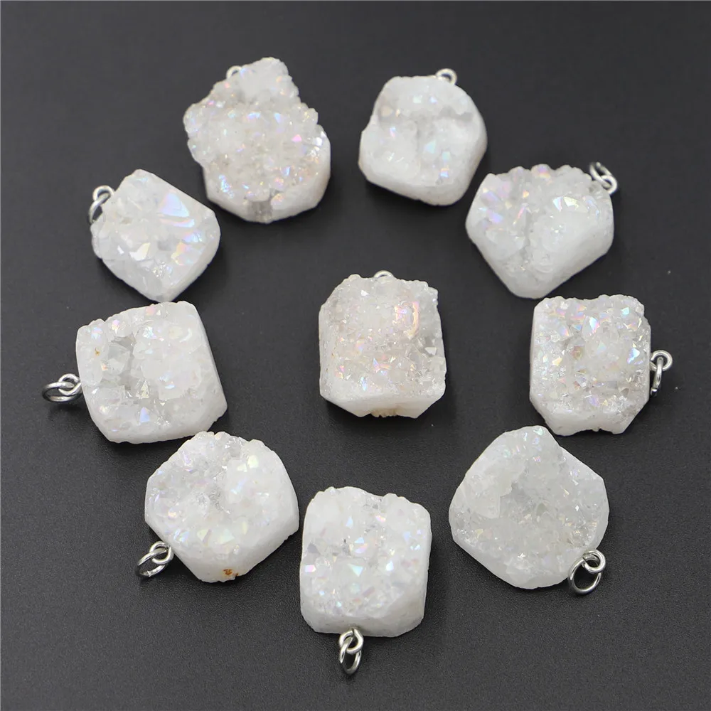 Fashion Nes Charm Irregular Natural Stone White Agate Pendant Men's And Women's  Necklaces Jewelry Making 10pieces Free Shipping